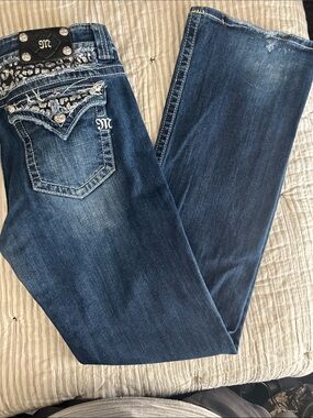 Miss Me Blue Embellished Bootcut Jeans